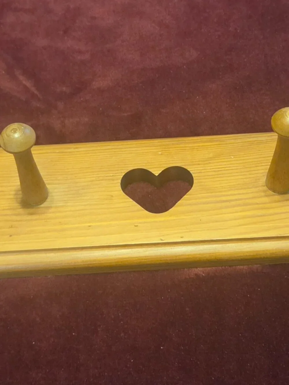vintage wood cutout heart peg rack approx. 24 inches long